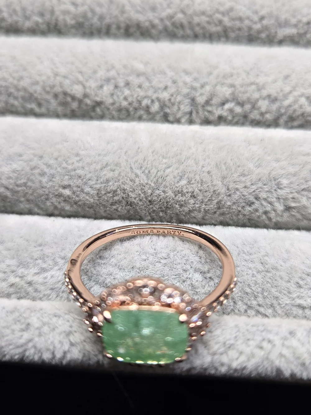 Size 8 Turquoise Ice Crystal Rose Gold Plated Bomb Party Ring